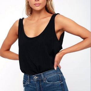 FREE PEOPLE Sydney Black Sleeveless Bodysuit